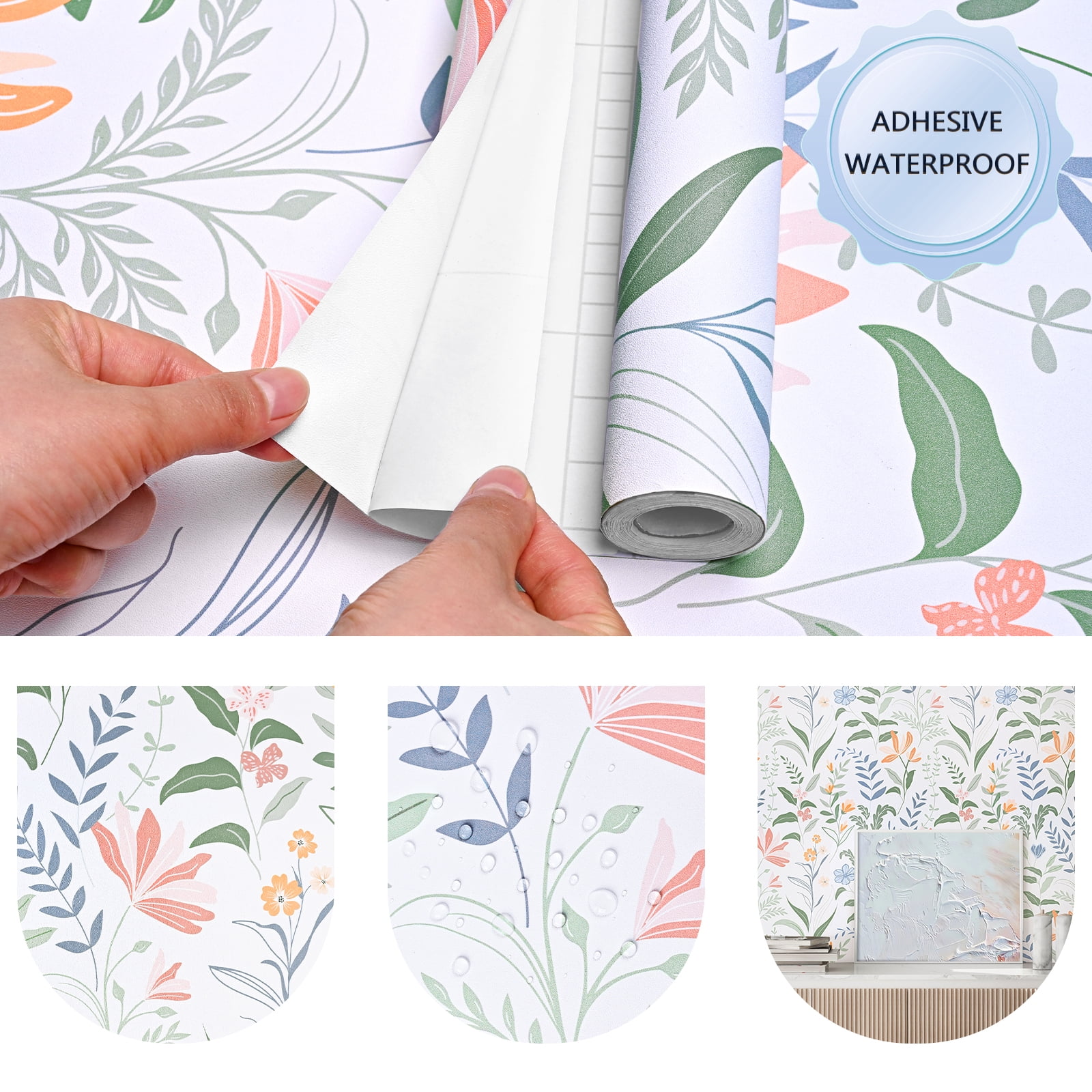 DAZLUTE Peel and Stick Adhesive Wallpaper Green Contact Paper Removable Wall Paper,17.72" x 394"