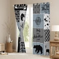 thumbnail image 3 of Homewish Jungle Bear Wildlife Blackout Curtains Set of 2 (52x84 Each), Farmhouse Happy Camping Window Curtains, Rustic Grey Blue Patchwork Curtains and Drapes, Curtains and Drapes Decor, 3 of 5