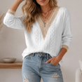 thumbnail image 5 of Edvintorg Pullover Sweaters for Women Plus Size V Neck Long Sleeve Loose Casual Knit Sweater Woman Clothes White XXXL, 5 of 8