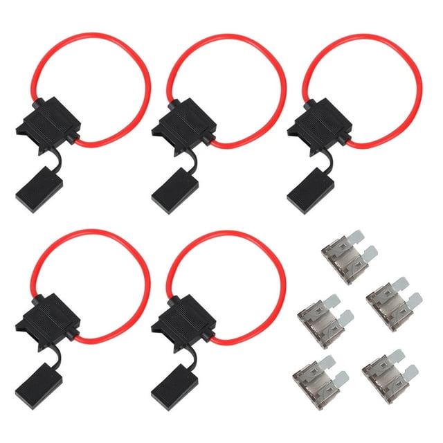 HLONK Medium Size 5pcs in line Fuse Holder 5pcs ATC/ATO Blade Fuse For Car Boat RV (Black 2A Fuse)
