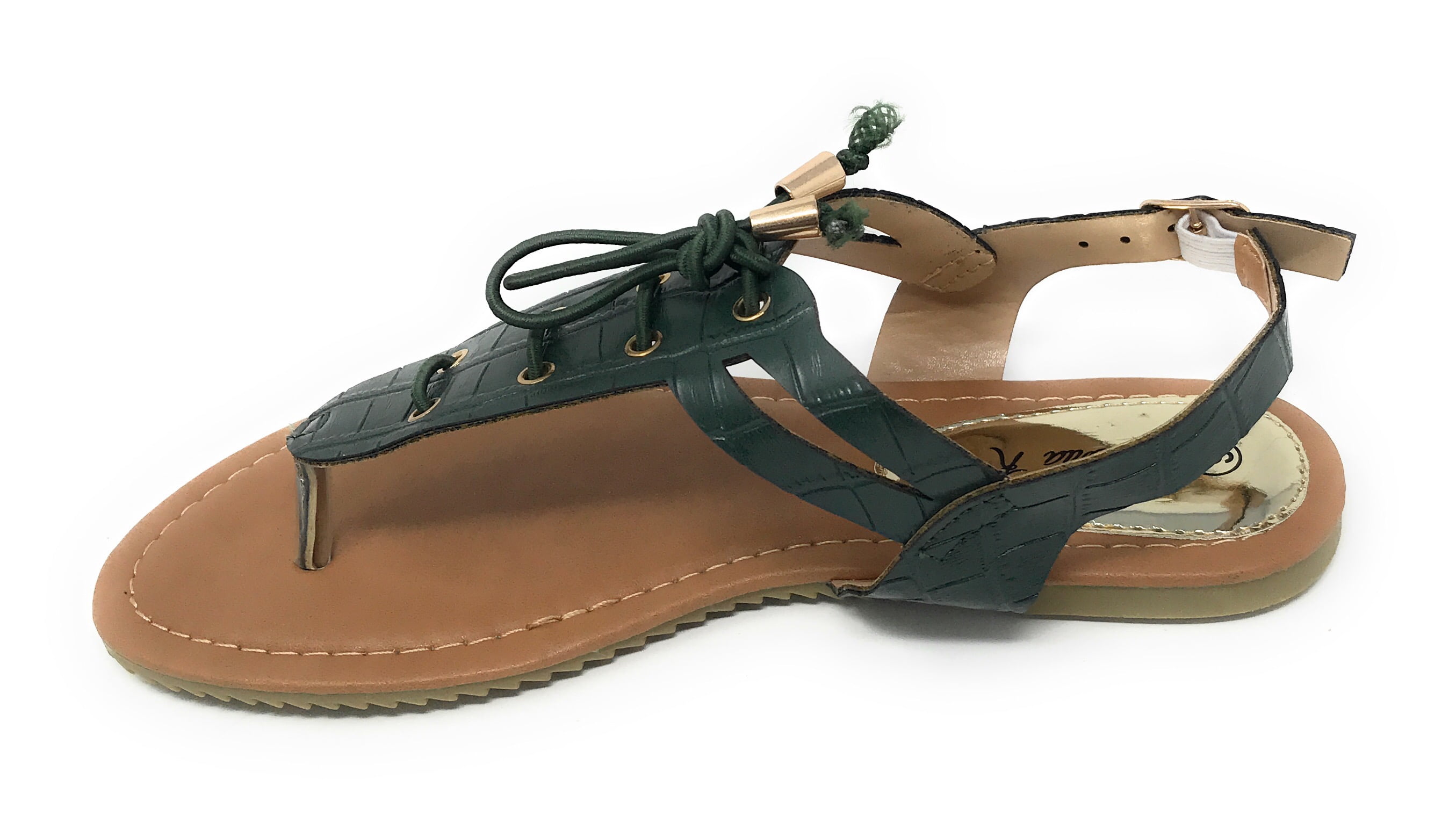 Victoria K Women's Laceup Faux Snake Skin With Side Buckle Sandals