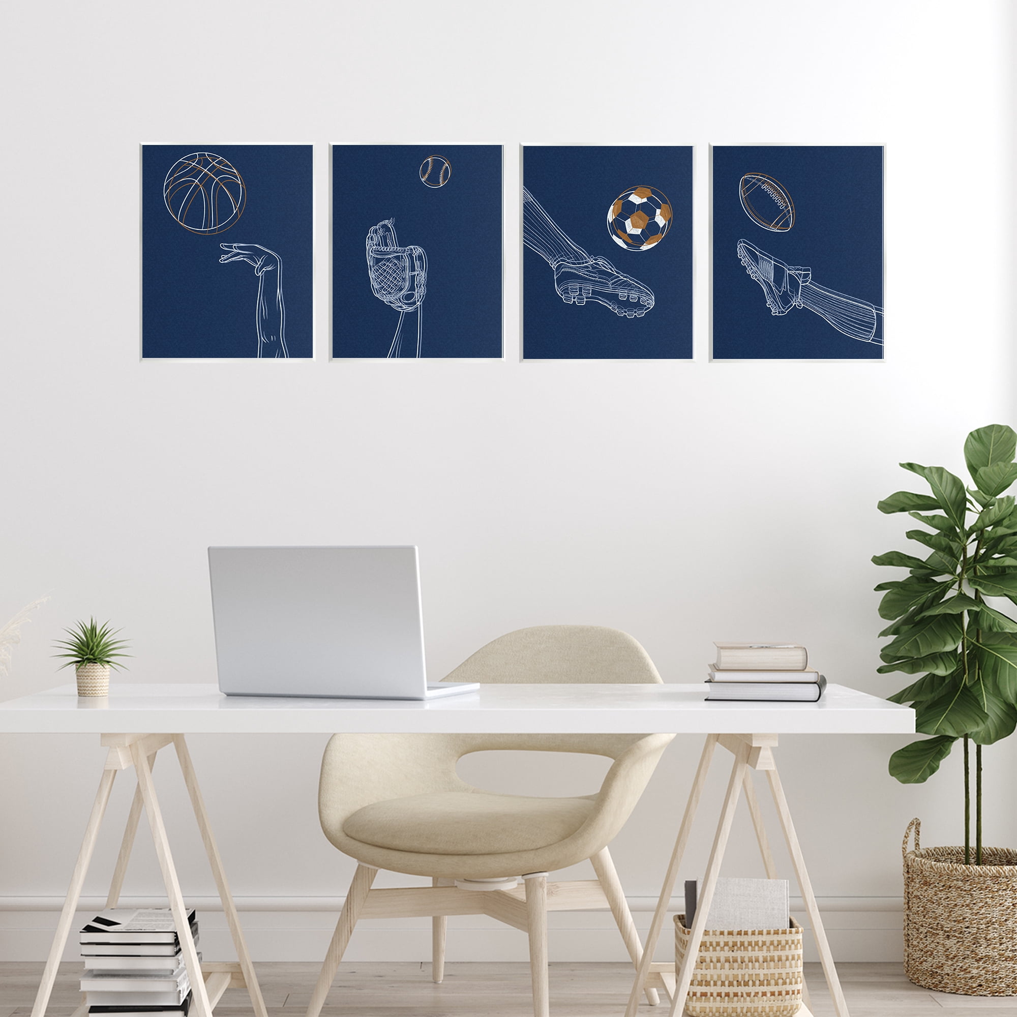 Stupell Industries Sports In Action Contour 4 Piece Wall Plaque Art Set, design by Marcus Prime