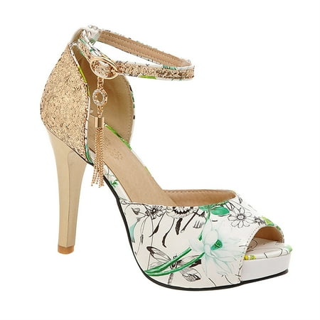 

Summer Savings Clearance! SHENGXINY Fashion Faux Leather High Heel Stilettos Ladies Summer Sandals Women Heels Shoes For Women 2022