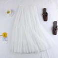 thumbnail image 2 of Sngxgn Basic Versatile Stretchy Elastic Waist Flared Casual Mini Skater Skirt/Pleated Skirt for Women(White,One Size), 2 of 5