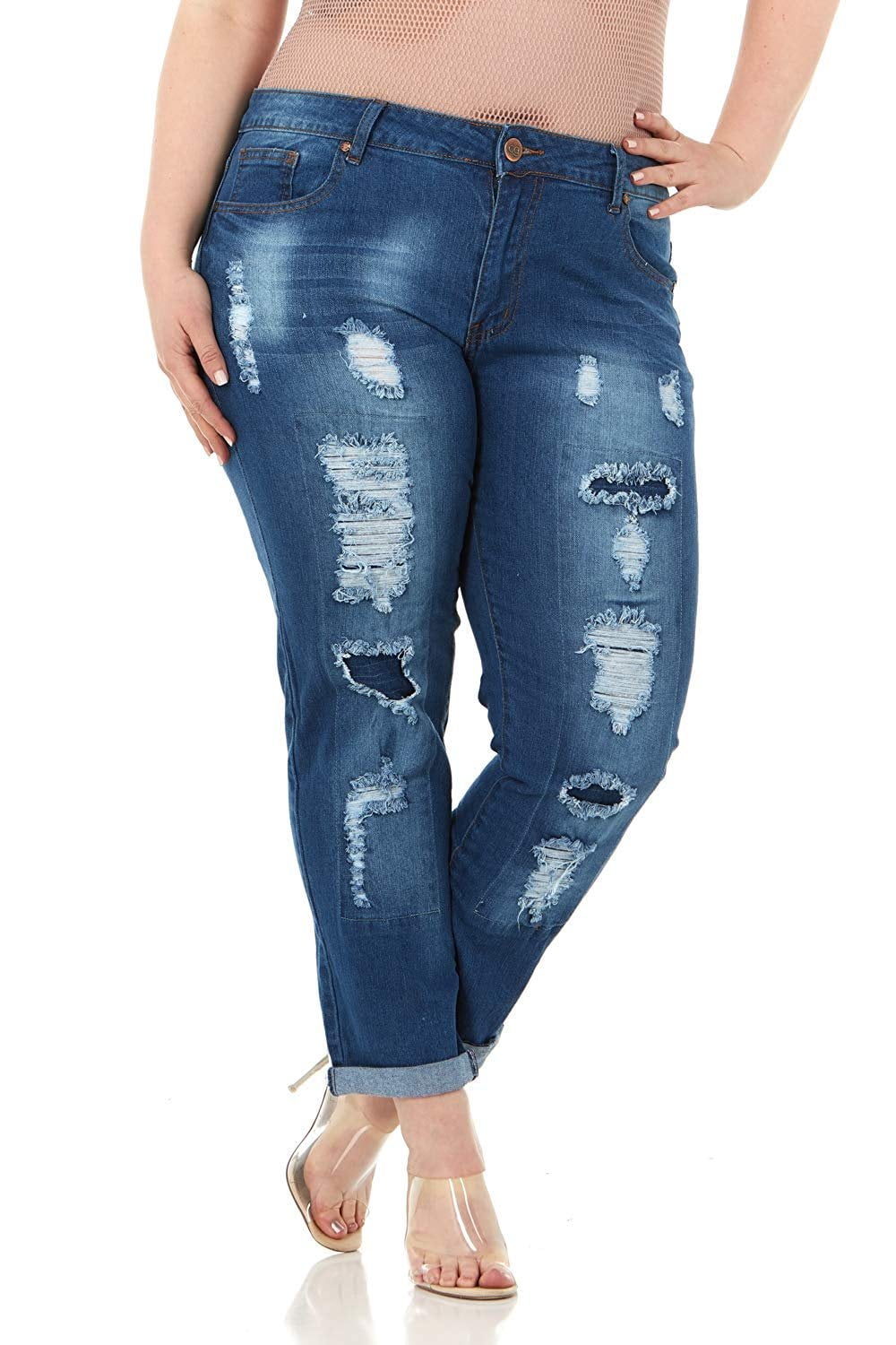 Blue Tint Ripped Frayed Acid Wash Stretch Skinny Denim Jeans Womens Size  Womens 