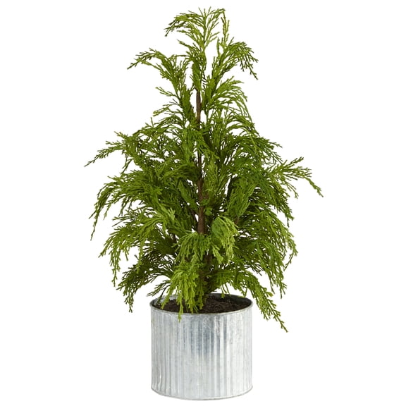 Nearly Natural 20in. Cedar Pine  Look Artificial Tree in Decorative Planter