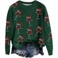thumbnail image 1 of WEAIXIMIUNG Sweatshirts Courts Mode Automne/hiver pour Femmes Pull Extérieur Col Rond Imprimé de Noël Pull à Capuche Tricoté Grossier, 1 of 5