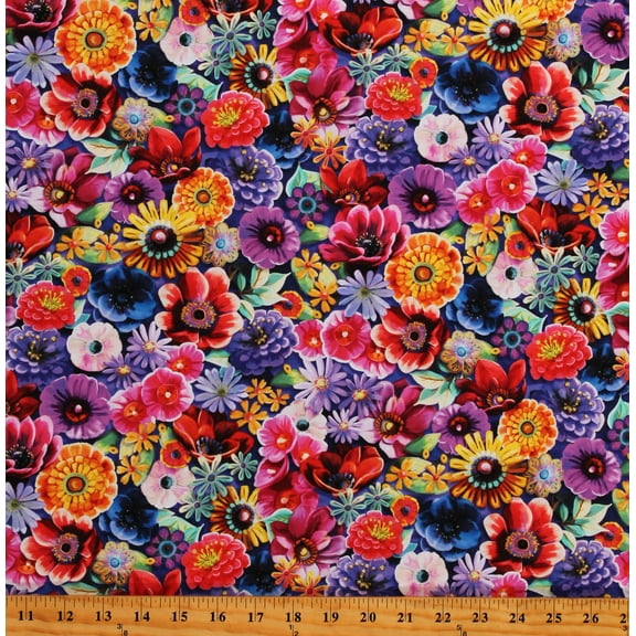 Cotton Night Owls Flowers Floral Nature Landscapes Plants Multicolor Cotton Fabric Print by the Yard (AHHD-22073-205-MULTI)