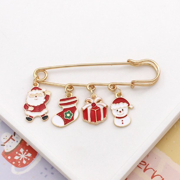 Christmas Collection Brooches Elk Santa Claus Pendant Fashion Pins Xmas Tree Snowman Accessories Jewelry Gifts Happy New Year