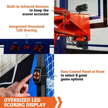 Hall of Games 88” Indoor Steel Frame Arcade Basketball Game with LED Scorer, Blue