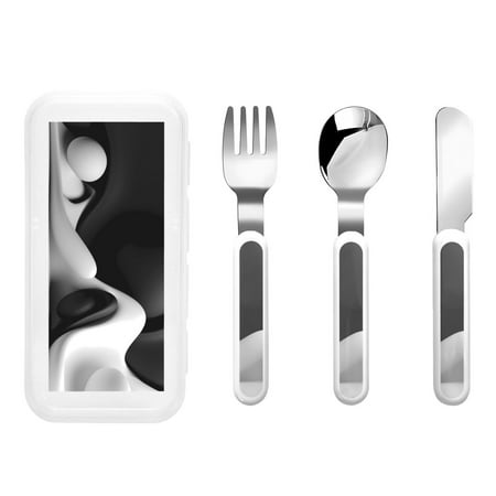 

Matuu Black White Fluid Sculpture for Stainless Steel Kids Cutlery and Toddler Flatware Kids Utensil Set includes Knives Forks Spoons Ideal for Home and Preschools