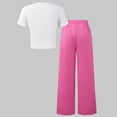 thumbnail image 5 of Girls Fashion Outfit Set: Short Sleeve Letter Print Top + Wide Leg Pocket Pants, 8-11 Years, 5 of 6