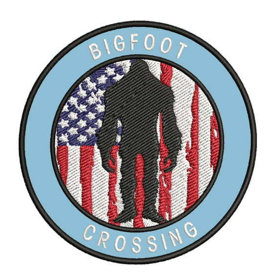 Bigfoot Crossing 3.5" Iron On Or Sew On Embroidered Fabric Badge Patch Unexplained Mysteries Iconic Series