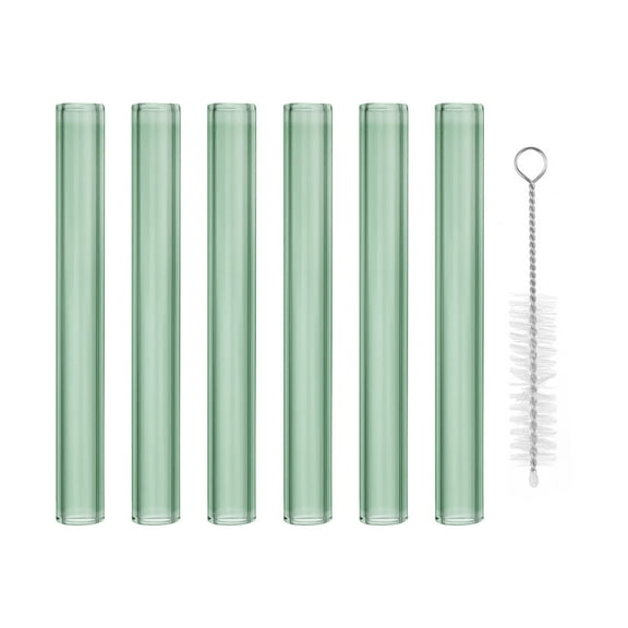 Uxcell 4 Inch Borosilicate Glass Tubes, 6 Pcs12mm OD 2mm Thick Glass Blowing Tubes Straight Pipe with Cleaning Brush for Laboratory Glass Making, Dark Green