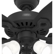Hunter 52 inch Indoor Ceiling Fan with LED Lights - Black Ceiling Fan with Pull Chain, For Bedroom or Living Room, Standard Mount, No Remote, 5 Blades, Includes Bulbs- Builder Plus 52387, Matte Black