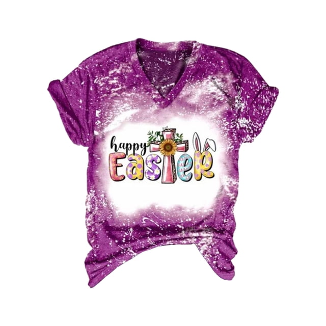 Minnieouse Camiseta clásica con cuello en V para mujer, camiseta de punto suave de algodón premium para mujer, manga corta, verano Prendas para la parte del cuerpo púrpura 3XL
