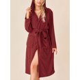 thumbnail image 4 of Mialoley Couple Matching Kimono Bathrobe Solid Color Long Sleeve Spa Night Hooded Robe for Soft Pajama Outfit, 4 of 9