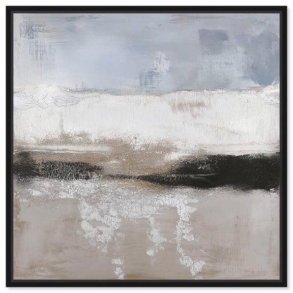 Graphite Depth I Canvas Neutral Abstracts by Art Remedy, Black Frame, 12" x 12"