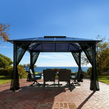 Paragon Outdoor Madrid 10' x 13' Aluminum Hard Top Gazebo with Mosquito Netting