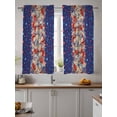 thumbnail image 2 of 4th of July Curtains 54 Inch Length, Sheer Curtains for Bedroom Living Room Window Blue Red Star Flowers Botanical Rustic Rod Pocket Voile Drapes Kitchen Curtains Small Half Window 52"x54" 2 Panels, 2 of 6