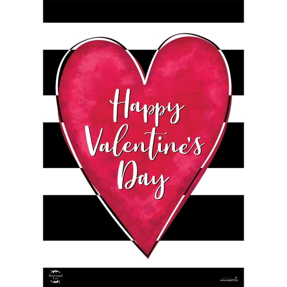 Briarwood Lane Valentine's House Flag 40x28 For Outdoor Striped Heart For Valentine's House Flag