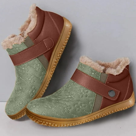 

Akiihool Women s Snow Boots Women s Snow Winter Lace Up Flat Cute Waterproof Outdoor Lace Up Booties (Green 6.5)