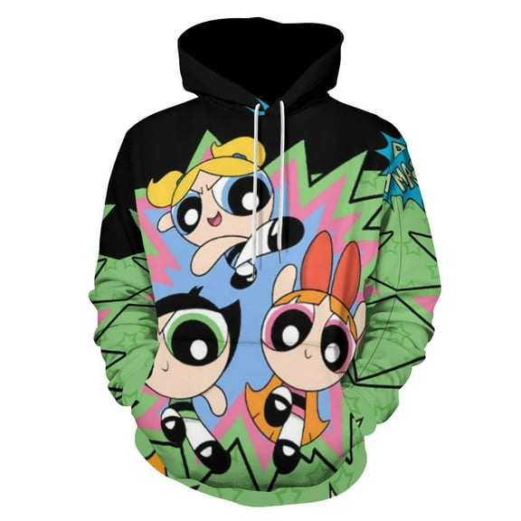 The Powerpuff Girls Unisex Sweatshirts Loose Pullover Sweater Hooded Hoodie 3D Printing Jacket Winter Fall Clothes S
