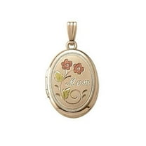 Picturesongold.Com 14k Yellow Gold Filled "Mom" Oval Locket Necklace Pendants - 5/8 inch x 3/4 inch