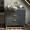 thumbnail image 4 of 3 Drawer Dresser for Bedroom, Modern Chest of Drawers with 3 Drawers, Tall Nightstand with Metal Base and Metal Handles, Storage Cabinet for Bedroom, Hallway, 15.7"D x 23.6"W x 24.8"H, 4 of 7
