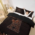 thumbnail image 2 of Erosebridal Brown Leopard Print Queen Duvet Cover Set for Girls Women, Monogrammed A Bedding, Black Reversible 3 Pieces, 1 Duvet Cover and 2 Pillowcases (No Comforter), 2 of 6
