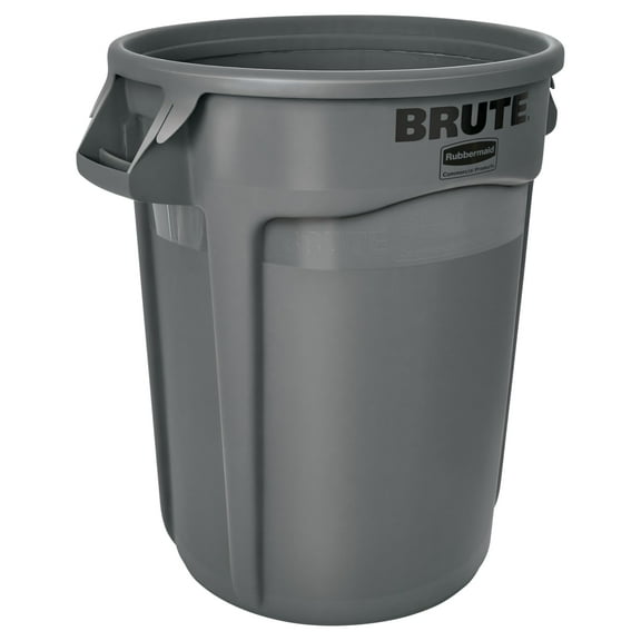 Rubbermaid Commercial Products BRUTE Heavy-Duty Round Trash/Garbage Can with Venting Channels, 32-Gallon, Gray, Wastebasket for Home/Garage/Bathroom/Outdoor/Driveway