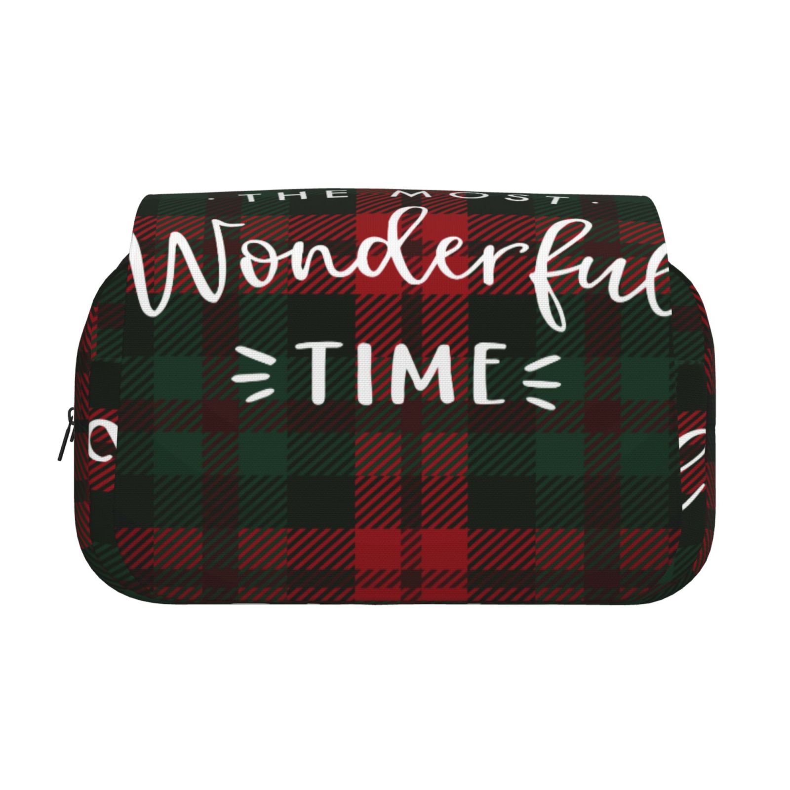 Rateoe Wonderful Time Christmas Pattern Double Clamshell Pen Case, Storage Organizer with Two Zipper Compartments– Holds Up to 50 Pencils & Pens