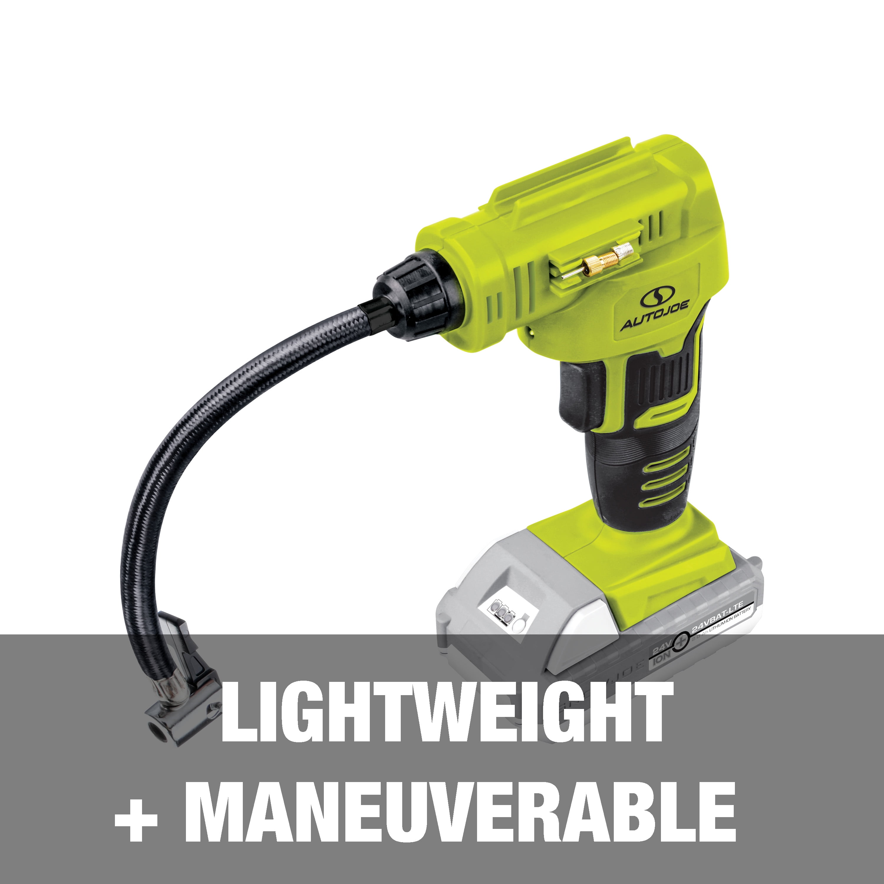 Buy Sun Joe 24VAJCLTE Cordless Portable Air Compressor with Nozzle Adapters, Automatic Digital