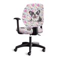 thumbnail image 2 of FKELYI 2 Pcs Office Chair Slipcover Retro Flower Boston Terrier Dog Print Desk Chair Cover Stretchable Computer Chair Protective Cover Elastic Fabric Chair Cover, 2 of 7