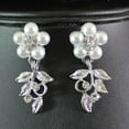 thumbnail image 5 of Yesbay 1 Set Necklace Eardrop Shiny Charming Faux Pearl Silver Plated Necklace Earrings for Women,Silver, 5 of 6