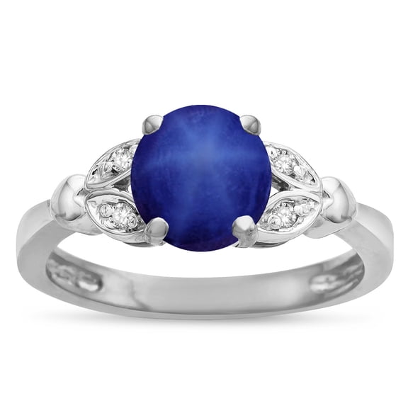 Star K � Round 7mm Created Star Sapphire Marquee Design Promise Engagement Ring