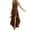Coffee, variant on Womens Halter Neck Maxi Dress Sleeveless Solid Formal Dress High Low Ruffle Hem Long Evening Dress with Defined Waist Beige XL