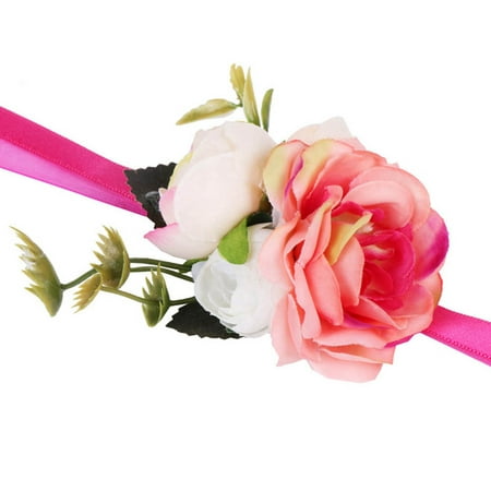 KABOER Handmade Crystal Bride Wrist Corsage Diamond Satin Rose Flowers For Wedding Party Bridesmaid Sisters Hand