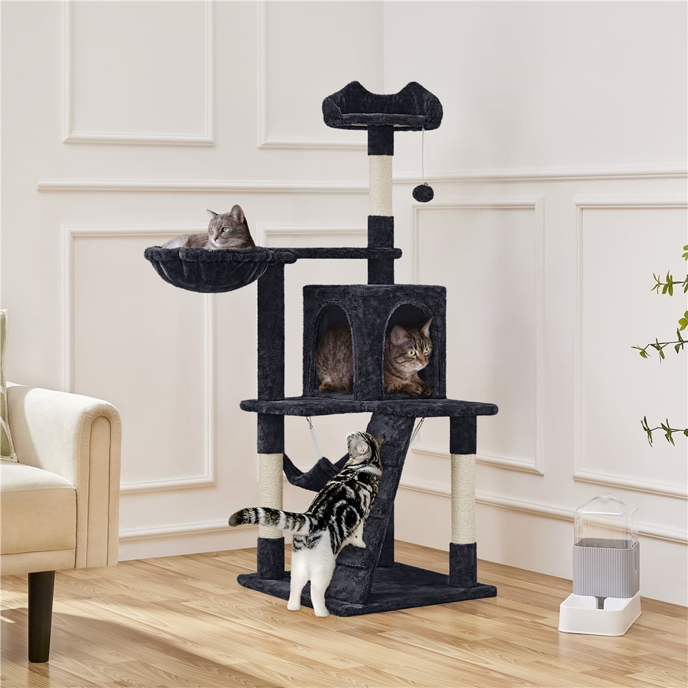 Yaheetech 53.5'' Multilevel Cat Tree Condo with Scratching Post, Black