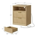 thumbnail image 4 of Nightstand With Charging Station And Led Light, 2 Storage Drawer And Open Shelf, Modern Bedside Table For Small Space, For Bedroom, Living Room, Natural, 4 of 7