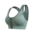 thumbnail image 3 of YWMJI Women's Sports Bra Front Closure No Underwire Bra Soft Wireless Push Up Bra Soft Seamless Supportive Sports Bra Front Closure Tank Bras Comfy Everyday Bras Yoga Running Gym Shape Brs Green Xl, 3 of 5