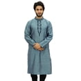 thumbnail image 1 of Atasi Chemise Tunique Grise à Col Officier Long pour Hommes - Grande Taille, 1 of 7