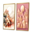 thumbnail image 3 of Designart "Terracotta Watercolor Full Moon Ancient Cityscape" Abstract Framed Wall Art Set Of 2 - Modern Pink Framed Wall Art Set Of 2, 3 of 6