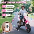 thumbnail image 5 of VIBESPARK 12V Electric Dirt Bike with Twist Grip Throttle, Kids Ride on Motorcycle with 2 Training Wheels, Powered Ride on Toys for Ages 3-8, Bluetooth, MP3, Dual Motors, Spring Suspension, Pink, 5 of 9