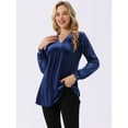 thumbnail image 5 of DARING DIVA Women's Velvet V Neck Long Sleeves Casual  Blouses S Dark Blue, 5 of 8