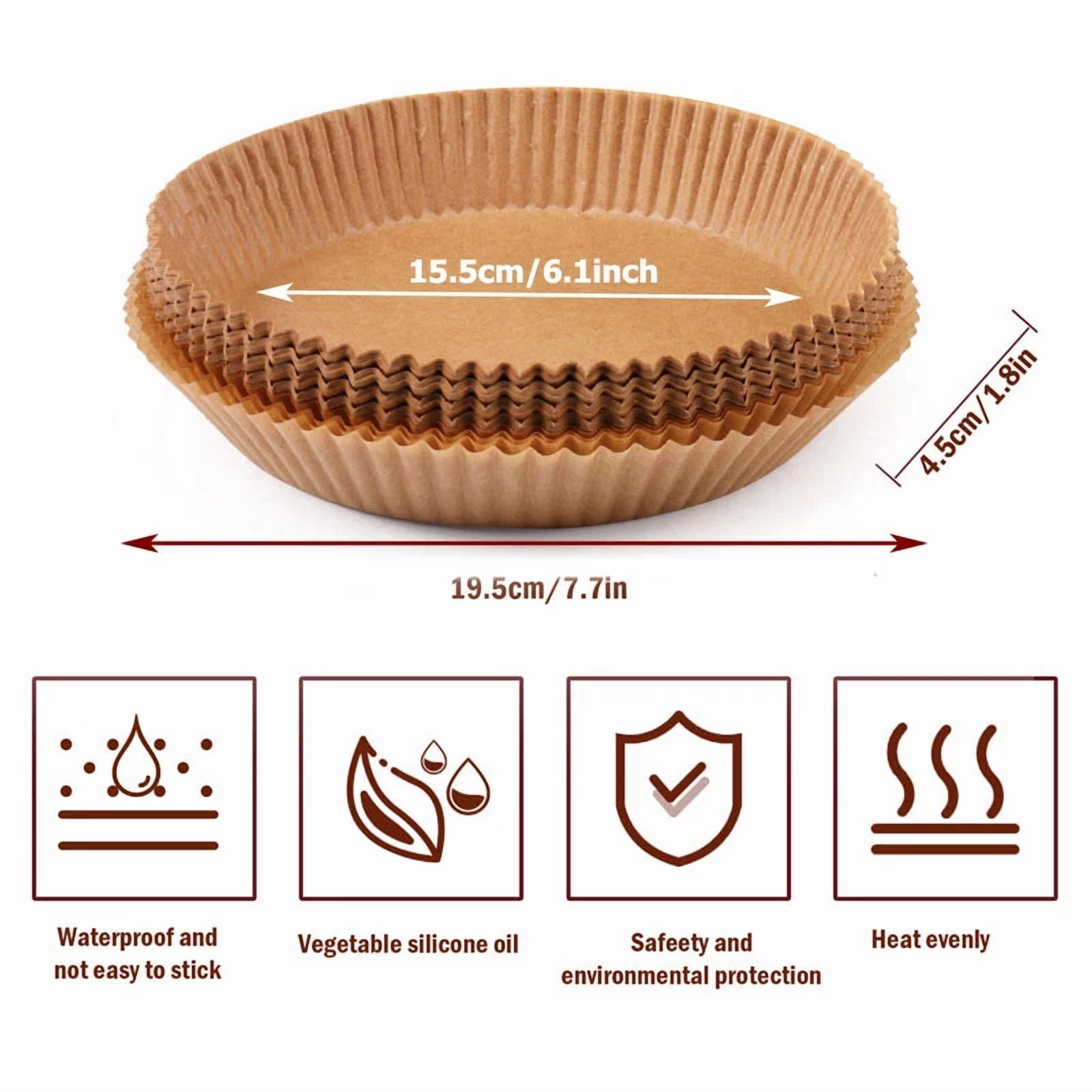 Zyler - Air Fryer Paper Liner Disposable Non-Stick Steamer Mat For Cooking 8 Inch/100Pcs