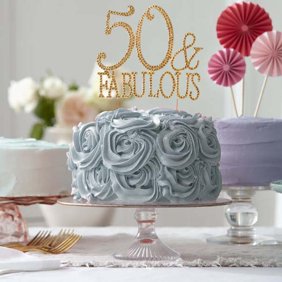 50th Birthday Cake Topper 50 And Fabulous Crystal Bling Caketop