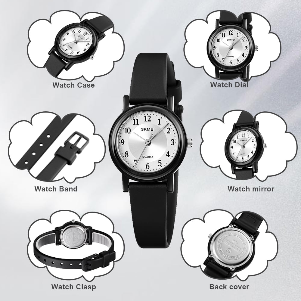 SKMEI Womens Watch, Easy Read Quartz Analog Waterproof Sport Watch for Women Fashion Simple Exquisite Gift Watch, Black
