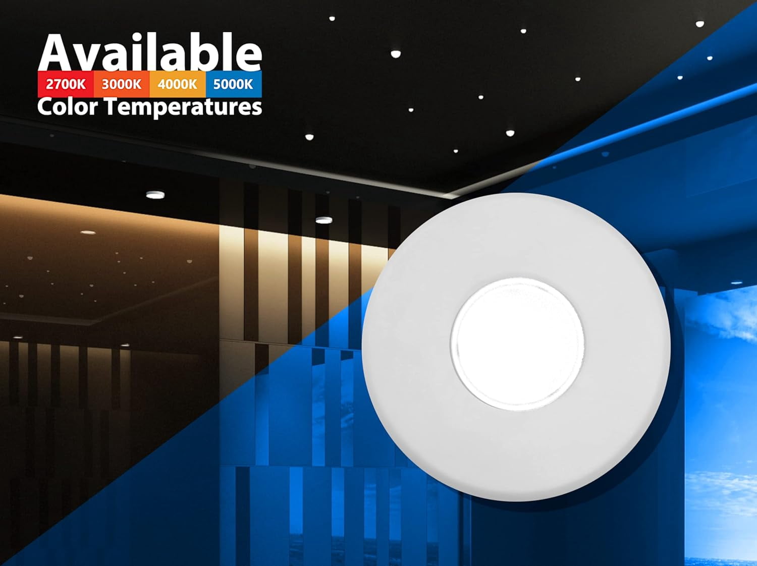 NICOR Lighting DLF301203KWH SureFit(v3) LED Flush Mount Ceiling Light, 3000K with Round White Trim