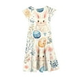 thumbnail image 4 of Riecok Summer Short - Sleeved Ruffled Round - Neck Easter - Printed Waist - Cinched Pocketed Tiered Dress for Girls Aged 6 - 15 Multicolor 6-7 Years, 4 of 5